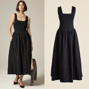 NWT J CREW TALL Drop-waist mixy dress in black